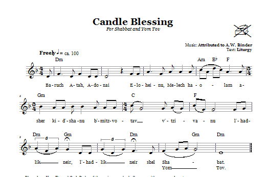 A.W. Binder Candle Blessings (For Shabbat and Yom Tov) Sheet Music Notes & Chords for Melody Line, Lyrics & Chords - Download or Print PDF