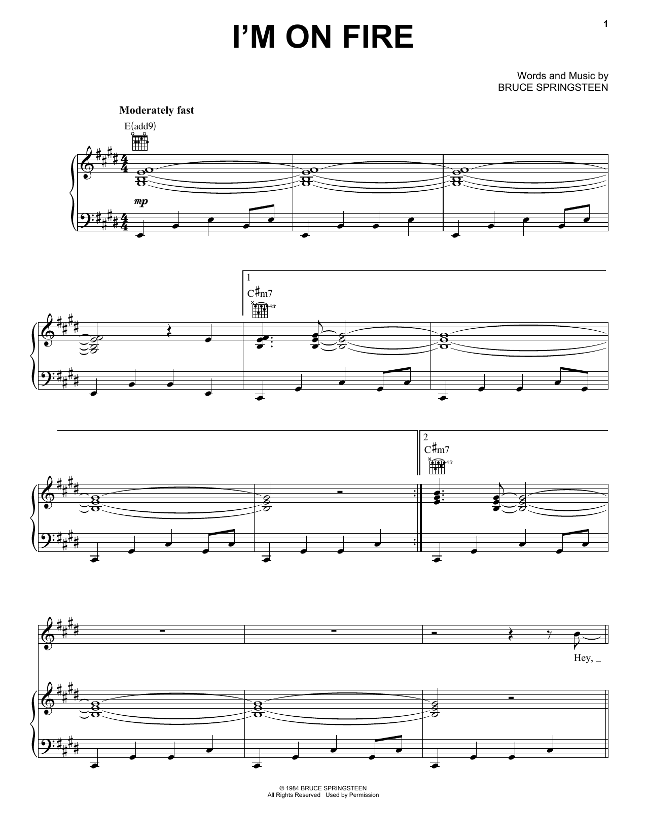 Awolnation I'm On Fire Sheet Music Notes & Chords for Piano, Vocal & Guitar (Right-Hand Melody) - Download or Print PDF