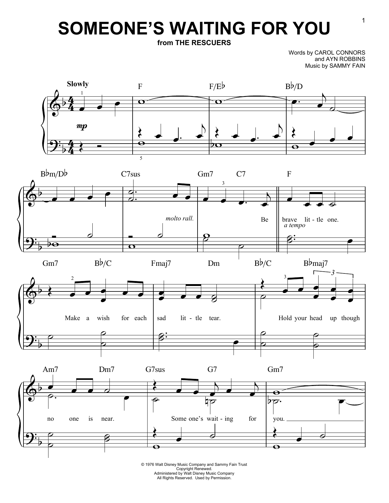Ayn Robbins Someone's Waiting For You Sheet Music Notes & Chords for Easy Piano - Download or Print PDF