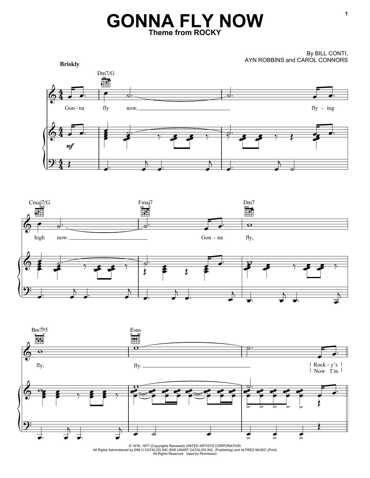 Preview Ayn Robbins Gonna Fly Now Pop sheet music, notes and chords for Piano, Vocal & Guitar (Right-Hand Melody), SKU: 24156 sheet music, piano notes, chords, guitar tabs, score, transpose, transcribe, how to play, guide, download, learn, tutorial, progression, song, artist, awards, billboard, mtv, vh1, tour, single, album, release