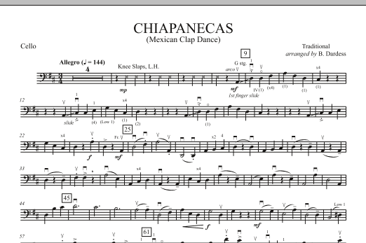 B. Dardess Chiapanecas (Mexican Clap Dance) - Cello Sheet Music Notes & Chords for Orchestra - Download or Print PDF