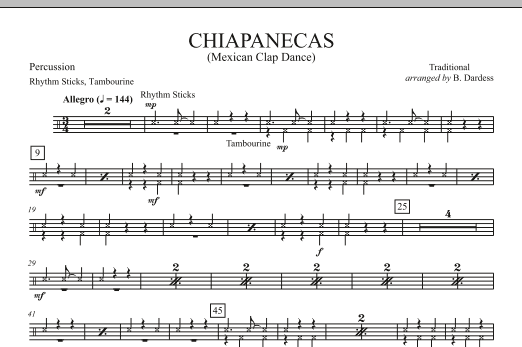 B. Dardess Chiapanecas (Mexican Clap Dance) - Percussion Sheet Music Notes & Chords for Orchestra - Download or Print PDF