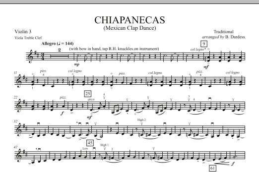 B. Dardess Chiapanecas (Mexican Clap Dance) - Violin 3 (Viola Treble Clef) Sheet Music Notes & Chords for Orchestra - Download or Print PDF