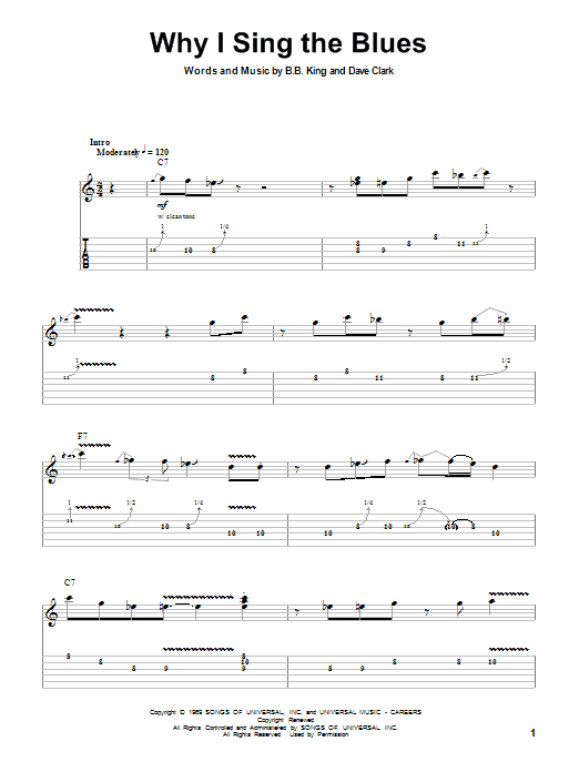 Preview B.B. King Why I Sing The Blues Pop sheet music, notes and chords for Guitar Tab Play-Along, SKU: 72058 Why I Sing The Blues sheet music