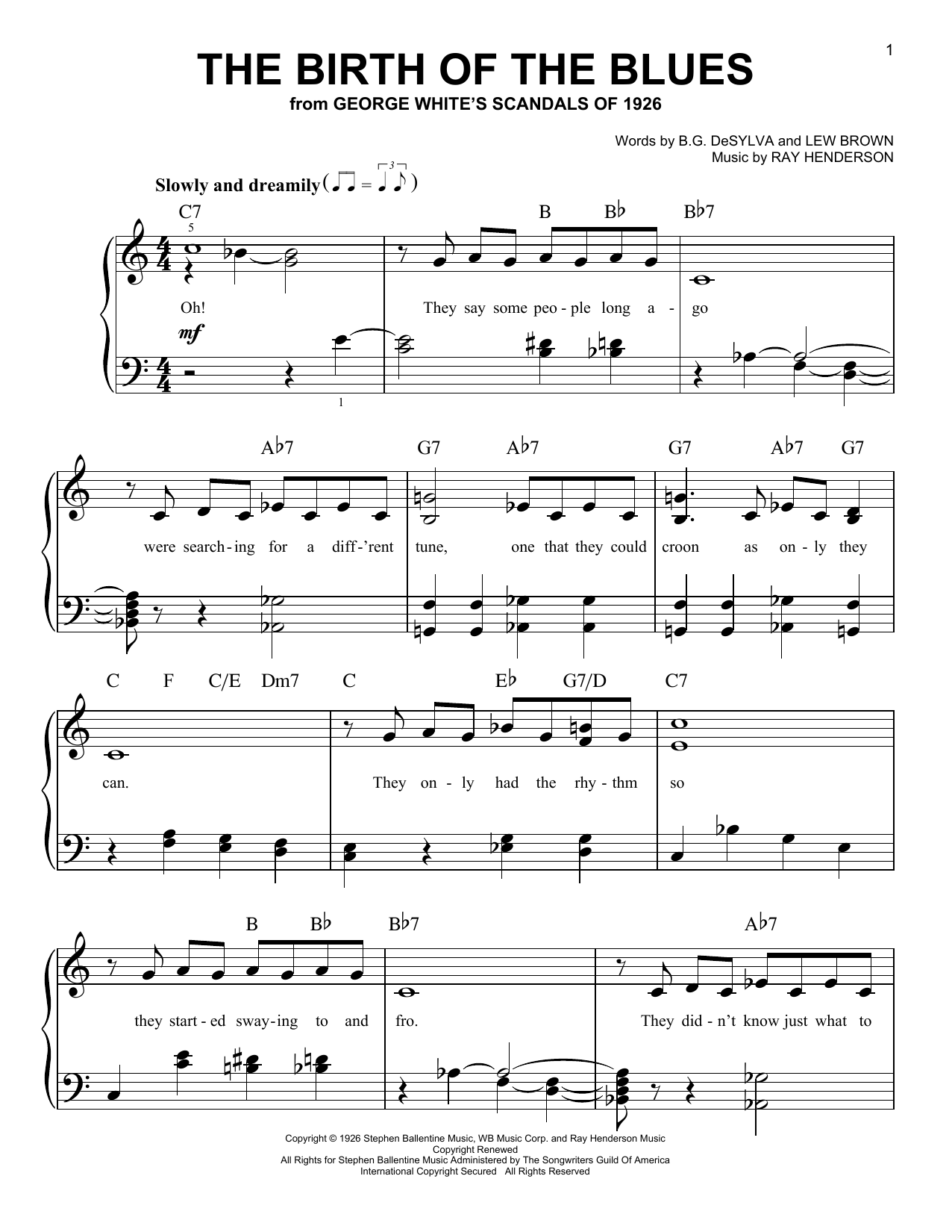 The Birth Of The Blues sheet music