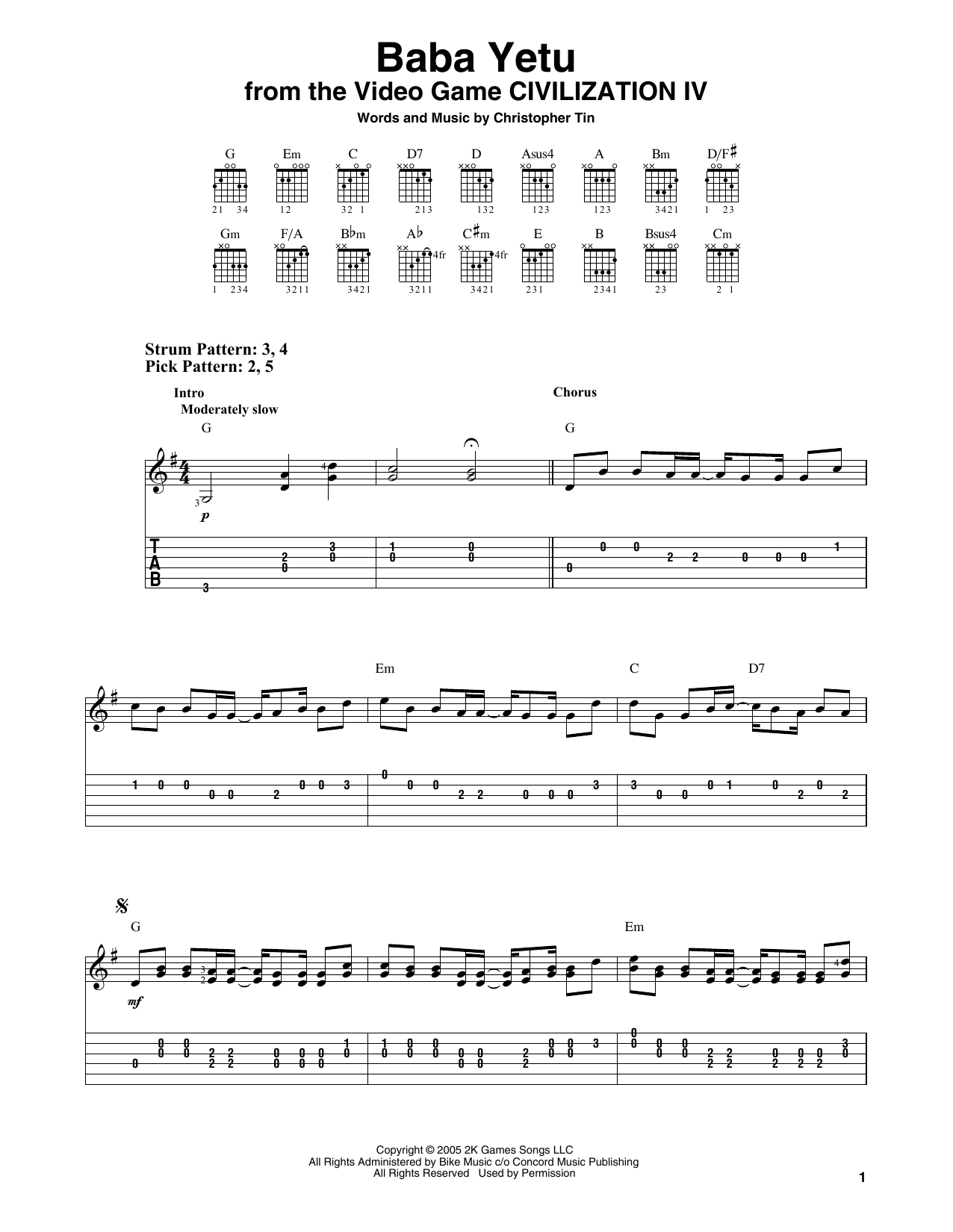Christopher Tin Baba Yetu From Civilization Iv Sheet Music Download Pdf Score