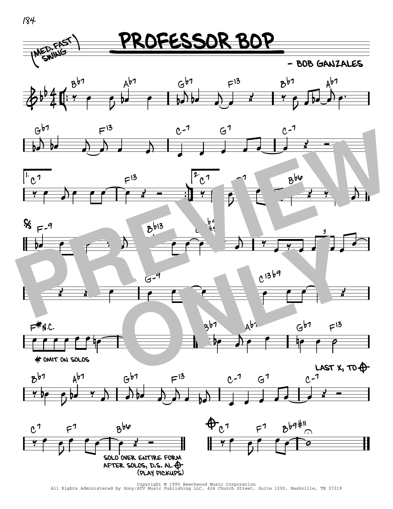 Babs Gonzales Professor Bop Sheet Music Notes & Chords for Real Book – Melody & Chords - Download or Print PDF