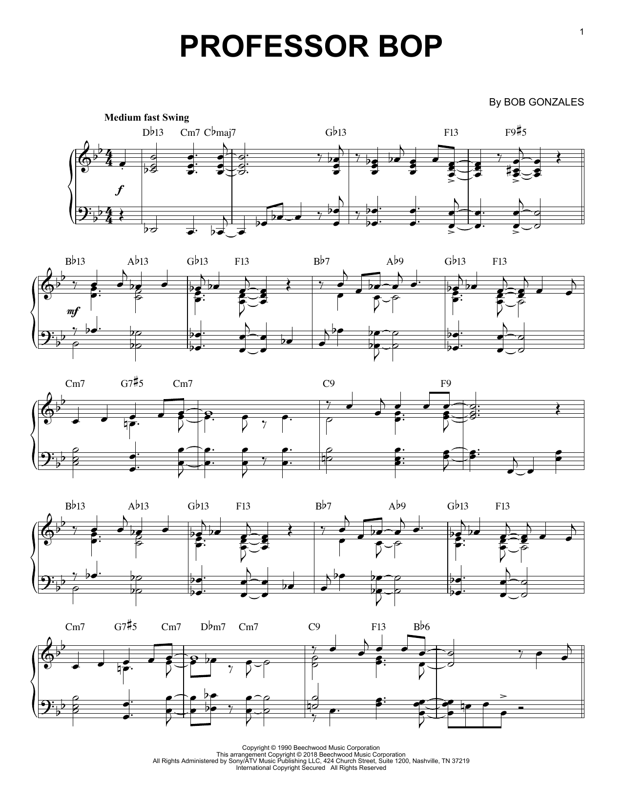 Babs Gonzalez Professor Bop Sheet Music Notes & Chords for Piano - Download or Print PDF
