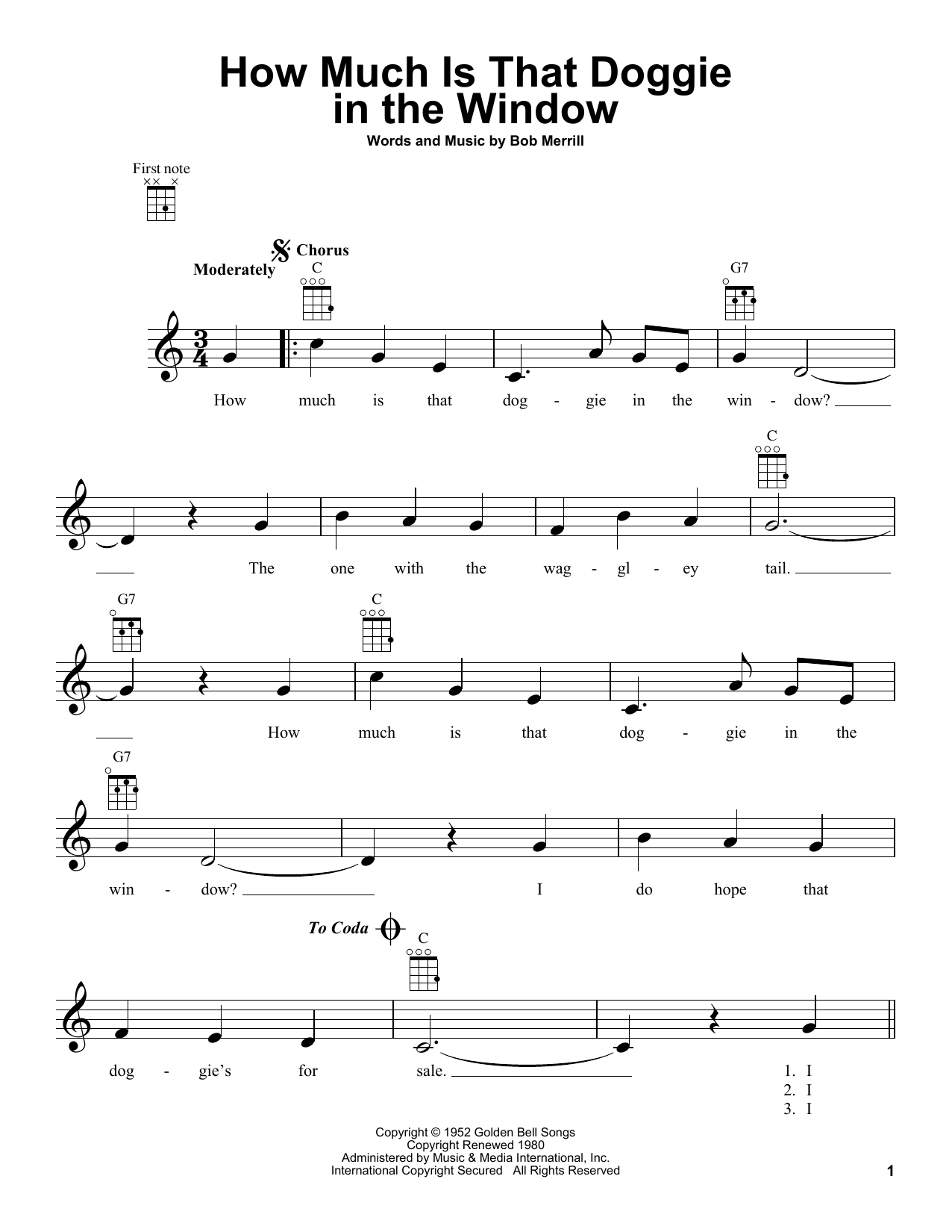 Baby Jane & The Rockabyes How Much Is That Doggie In The Window Sheet Music Notes & Chords for Ukulele - Download or Print PDF