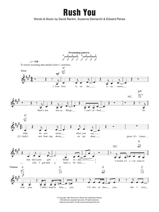 Baby Animals Rush You Sheet Music Notes & Chords for Melody Line, Lyrics & Chords - Download or Print PDF