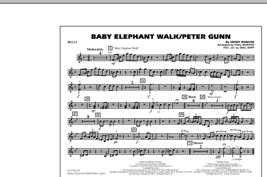 Paul Murtha Baby Elephant Walk Peter Gunn Bells Chords Sheet Music Notes Download Film Tv Marching Band Pdf Print