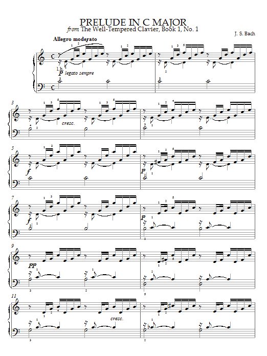 Bach Prelude in C Major Sheet Music Notes & Chords for Piano - Download or Print PDF Bach Prelude in C Major Sheet Music Notes & Chords for Piano - Download or Print PDF