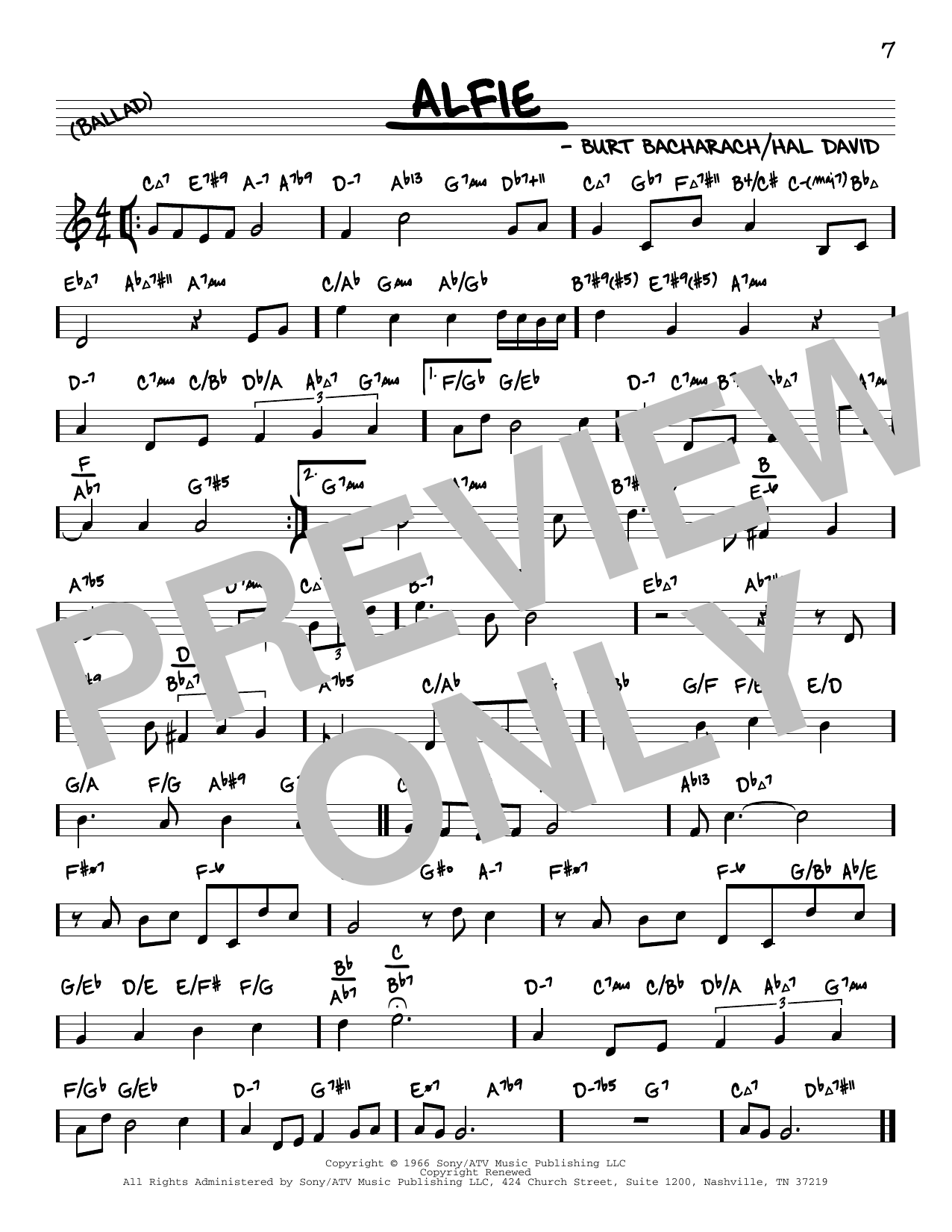 Bacharach & David Alfie (arr. David Hazeltine) Sheet Music Notes & Chords for Real Book – Enhanced Chords - Download or Print PDF