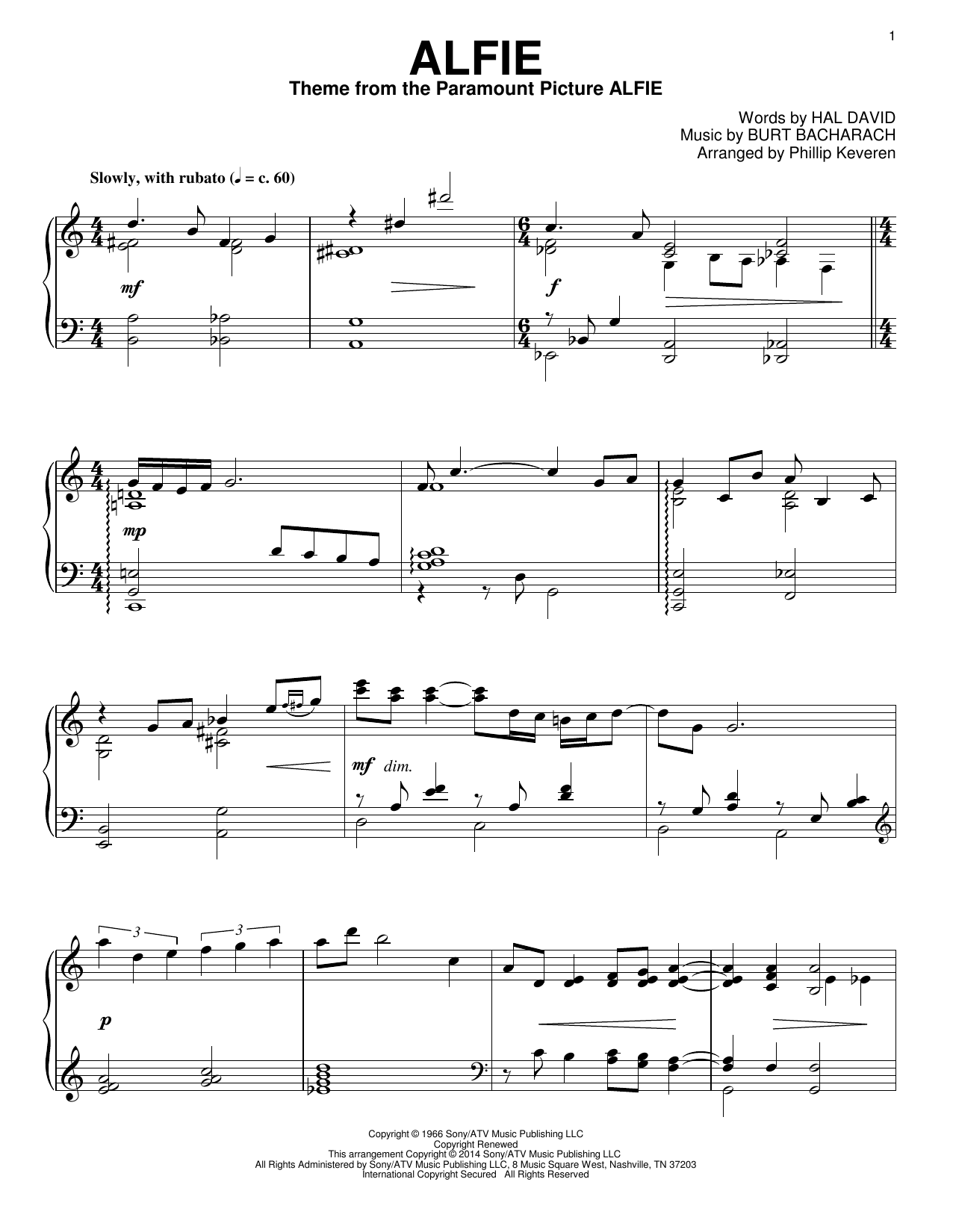 Phillip Keveren Alfie Sheet Music Notes & Chords for Piano - Download or Print PDF