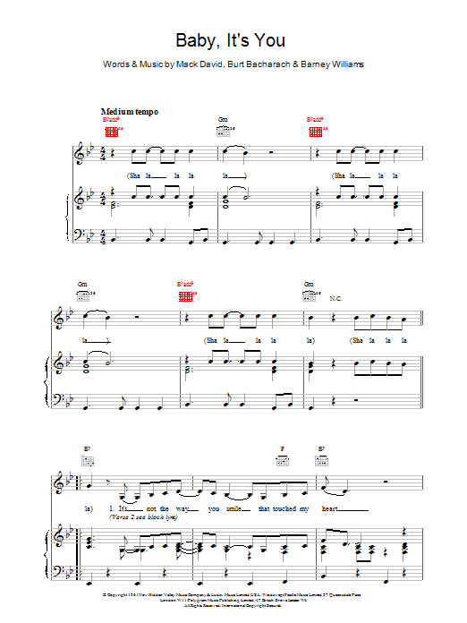Bacharach & David Baby, It's You Sheet Music Notes & Chords for Piano - Download or Print PDF