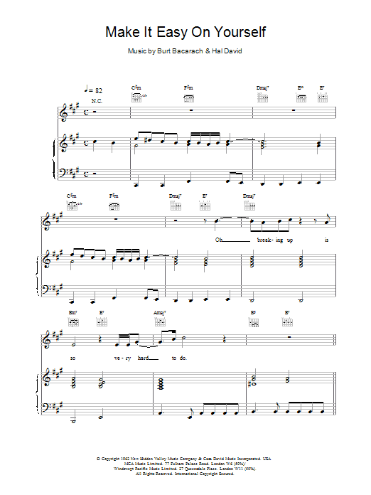 Bacharach & David Make It Easy On Yourself Sheet Music Notes & Chords for Piano - Download or Print PDF