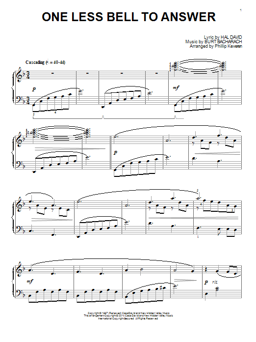 Phillip Keveren One Less Bell To Answer Sheet Music Notes & Chords for Piano - Download or Print PDF