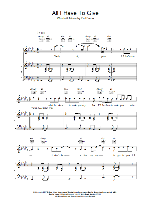 Backstreet Boys All I Have To Give Sheet Music Notes & Chords for Piano, Vocal & Guitar - Download or Print PDF