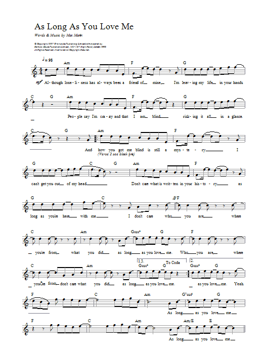 Backstreet Boys As Long As You Love Me Sheet Music Notes & Chords for Easy Piano - Download or Print PDF