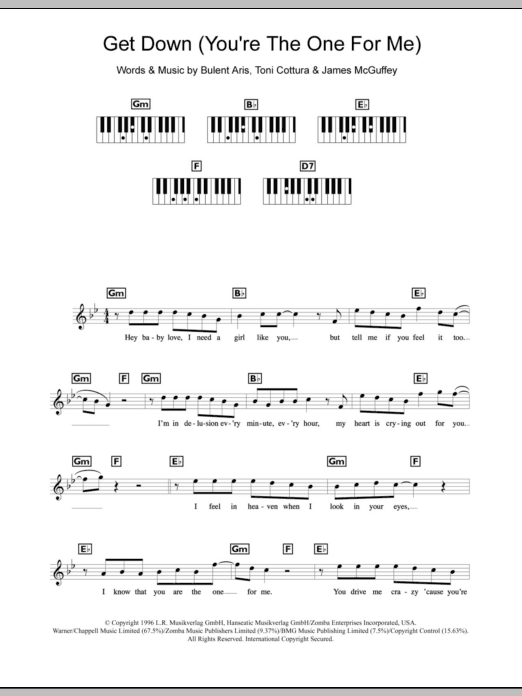 Backstreet Boys Get Down (You're The One For Me) Sheet Music Notes & Chords for Keyboard - Download or Print PDF