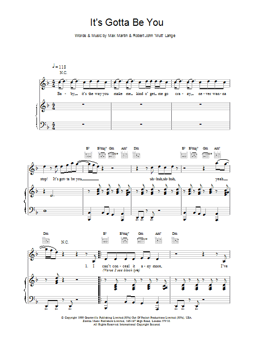 Backstreet Boys It's Gotta Be You Sheet Music Notes & Chords for Piano, Vocal & Guitar - Download or Print PDF