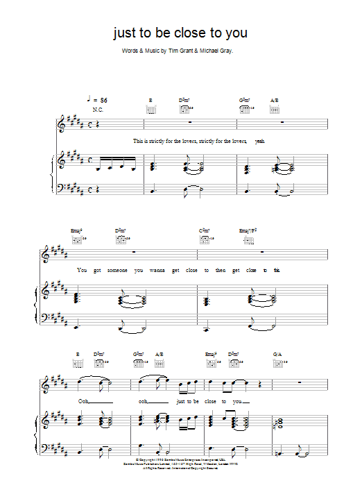 Backstreet Boys Just To Be Close To You Sheet Music Notes & Chords for Keyboard - Download or Print PDF