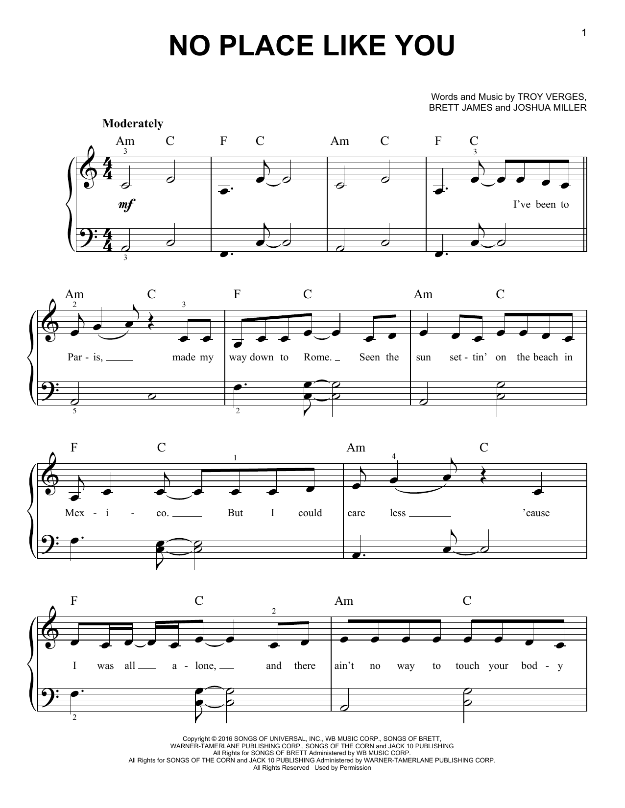 Backstreet Boys No Place Like You Sheet Music Notes & Chords for Very Easy Piano - Download or Print PDF