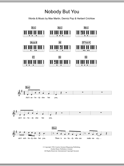 Backstreet Boys Nobody But You Sheet Music Notes & Chords for Piano, Vocal & Guitar (Right-Hand Melody) - Download or Print PDF