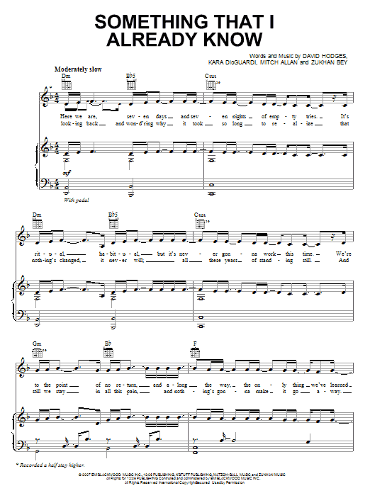 Backstreet Boys Something That I Already Know Sheet Music Notes & Chords for Piano, Vocal & Guitar (Right-Hand Melody) - Download or Print PDF