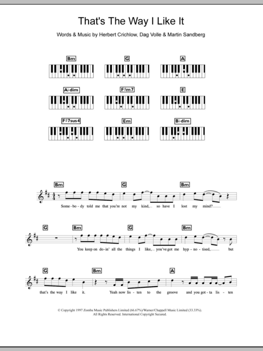 Backstreet Boys That's The Way I Like It Sheet Music Notes & Chords for Keyboard - Download or Print PDF