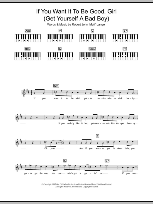 If You Want It To Be Good Girl (Get Yourself A Bad Boy) sheet music