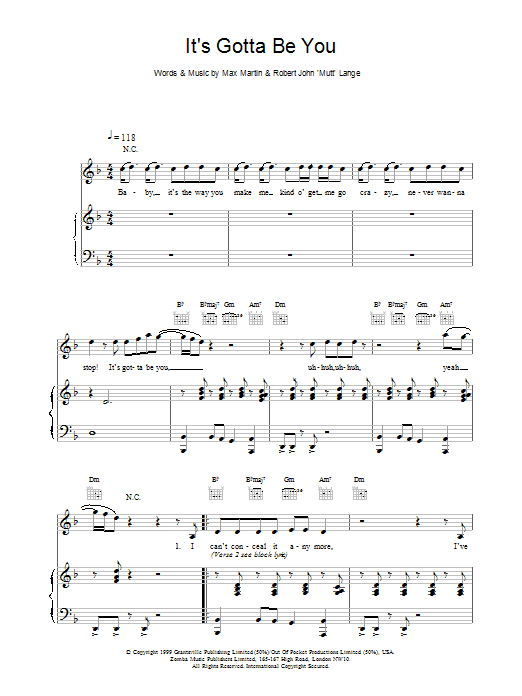 Preview Backstreet Boys It's Gotta Be You Pop sheet music, notes and chords for Piano, Vocal & Guitar, SKU: 17624 It's Gotta Be You sheet music