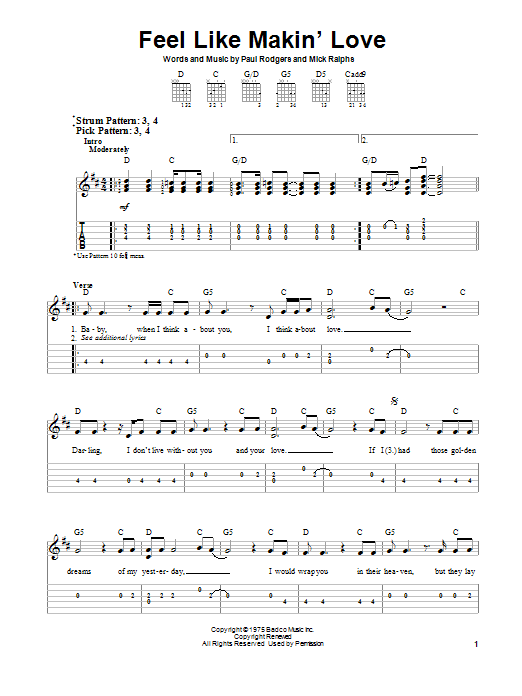 Bad Company Feel Like Makin' Love Sheet Music Notes & Chords for Real Book – Melody, Lyrics & Chords - Download or Print PDF