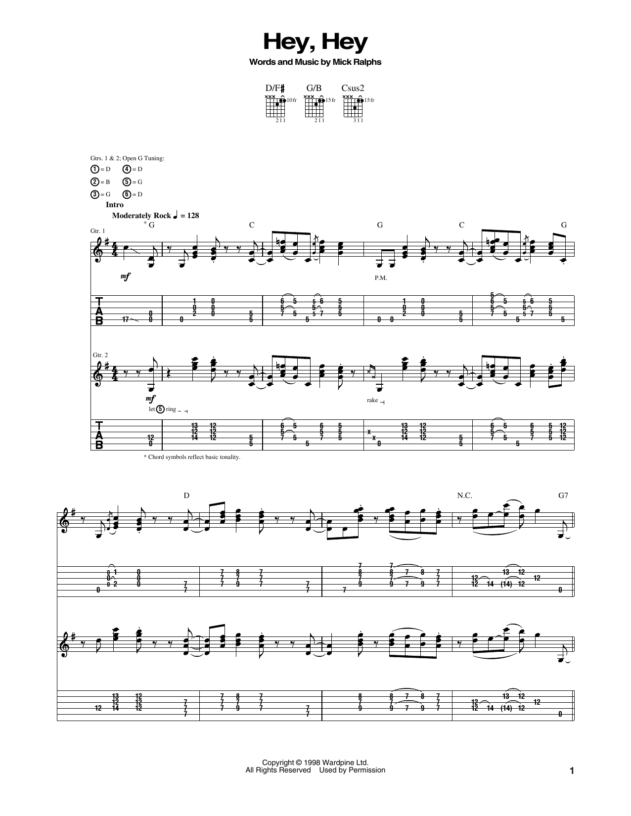 Bad Company Hey, Hey Sheet Music Notes & Chords for Guitar Tab - Download or Print PDF