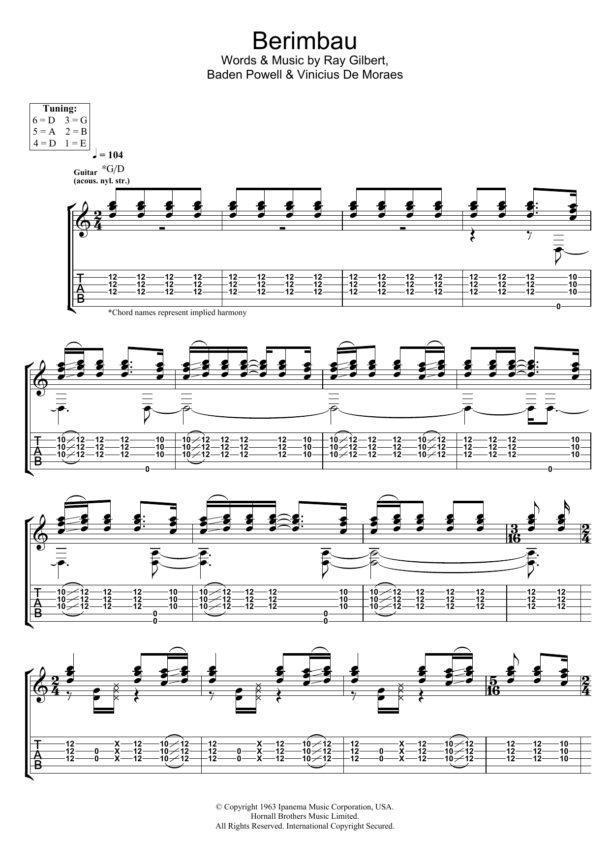 Baden Powell Berimbau Sheet Music Notes & Chords for Guitar Tab - Download or Print PDF
