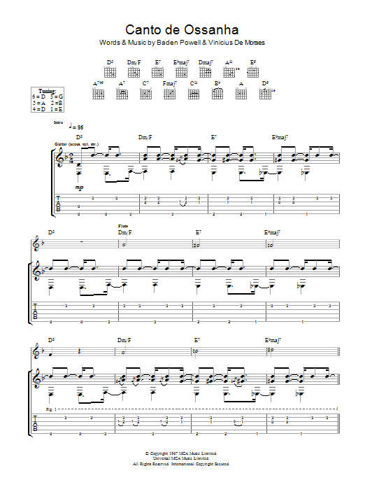 Baden Powell Canto De Ossanha Sheet Music Notes & Chords for Guitar Tab - Download or Print PDF