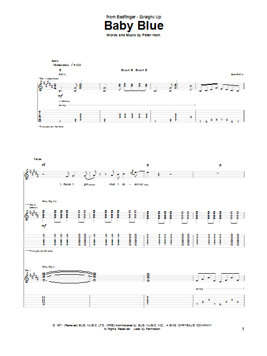 Badfinger Baby Blue Sheet Music Notes & Chords for Easy Piano - Download or Print PDF