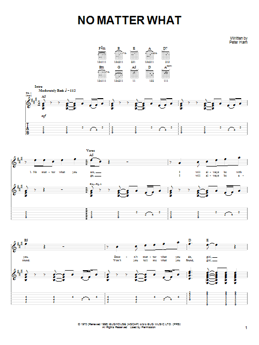 Badfinger No Matter What Sheet Music Notes & Chords for Guitar Tab - Download or Print PDF