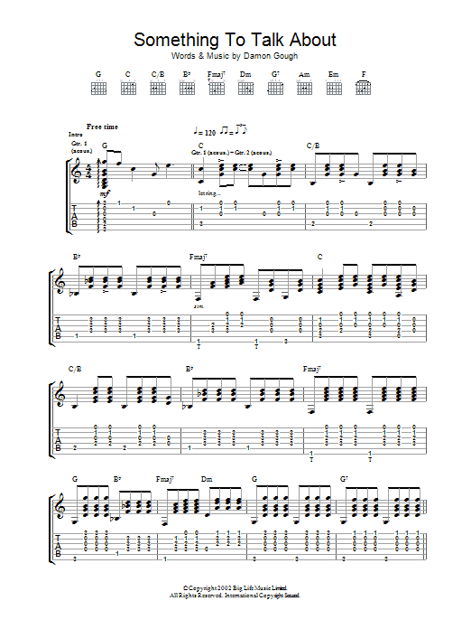 Badly Drawn Boy Something To Talk About Sheet Music Notes & Chords for Lyrics & Chords - Download or Print PDF