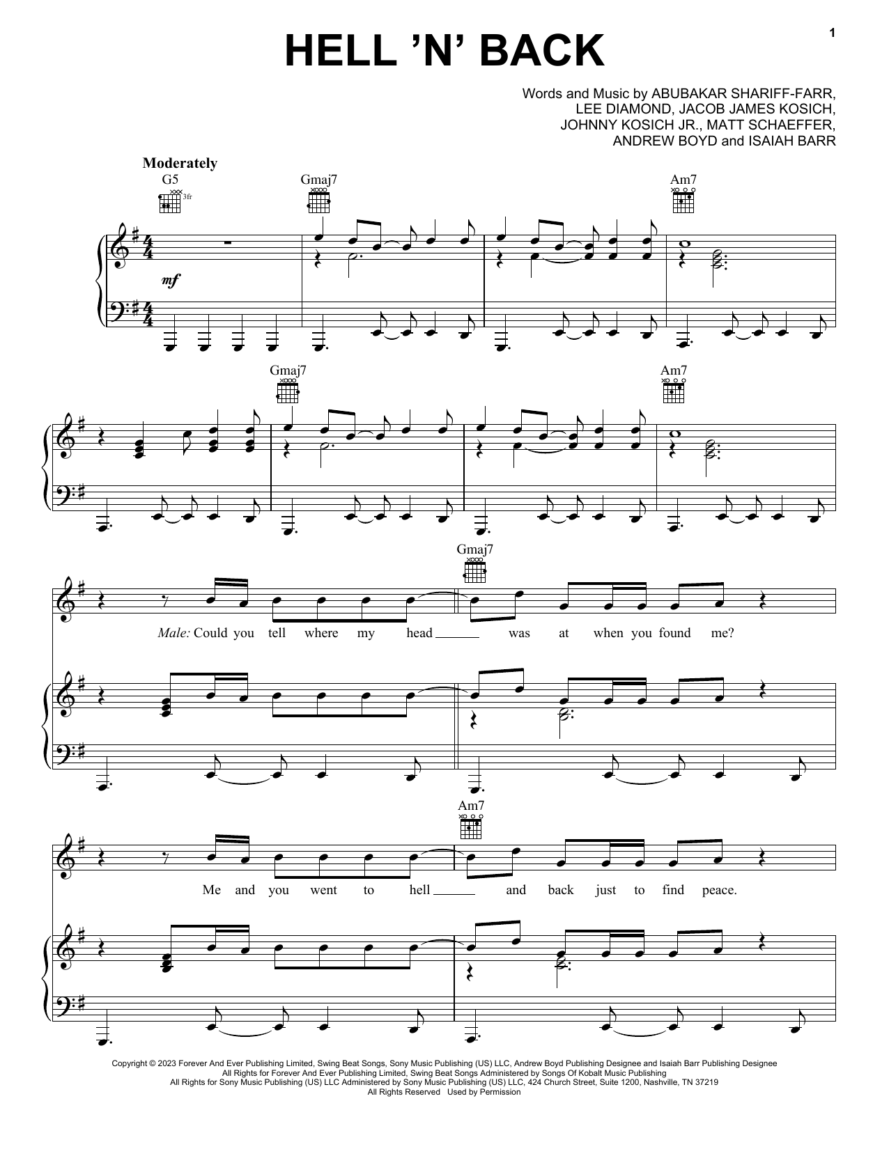 Bakar Hell N Back Sheet Music Notes & Chords for Piano, Vocal & Guitar Chords (Right-Hand Melody) - Download or Print PDF