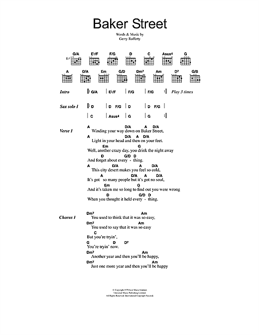 Foo Fighters Baker Street Sheet Music Download Pdf Score 196440