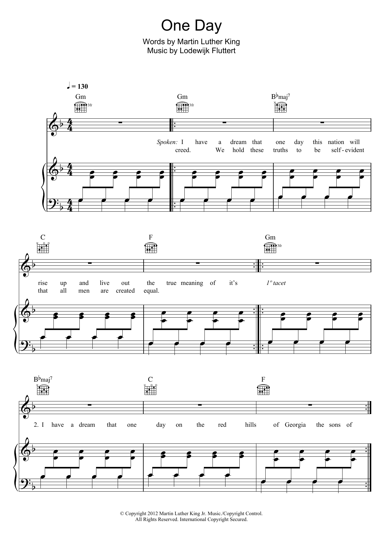 Bakermat One Day (Vandaag) Sheet Music Notes & Chords for Piano, Vocal & Guitar (Right-Hand Melody) - Download or Print PDF