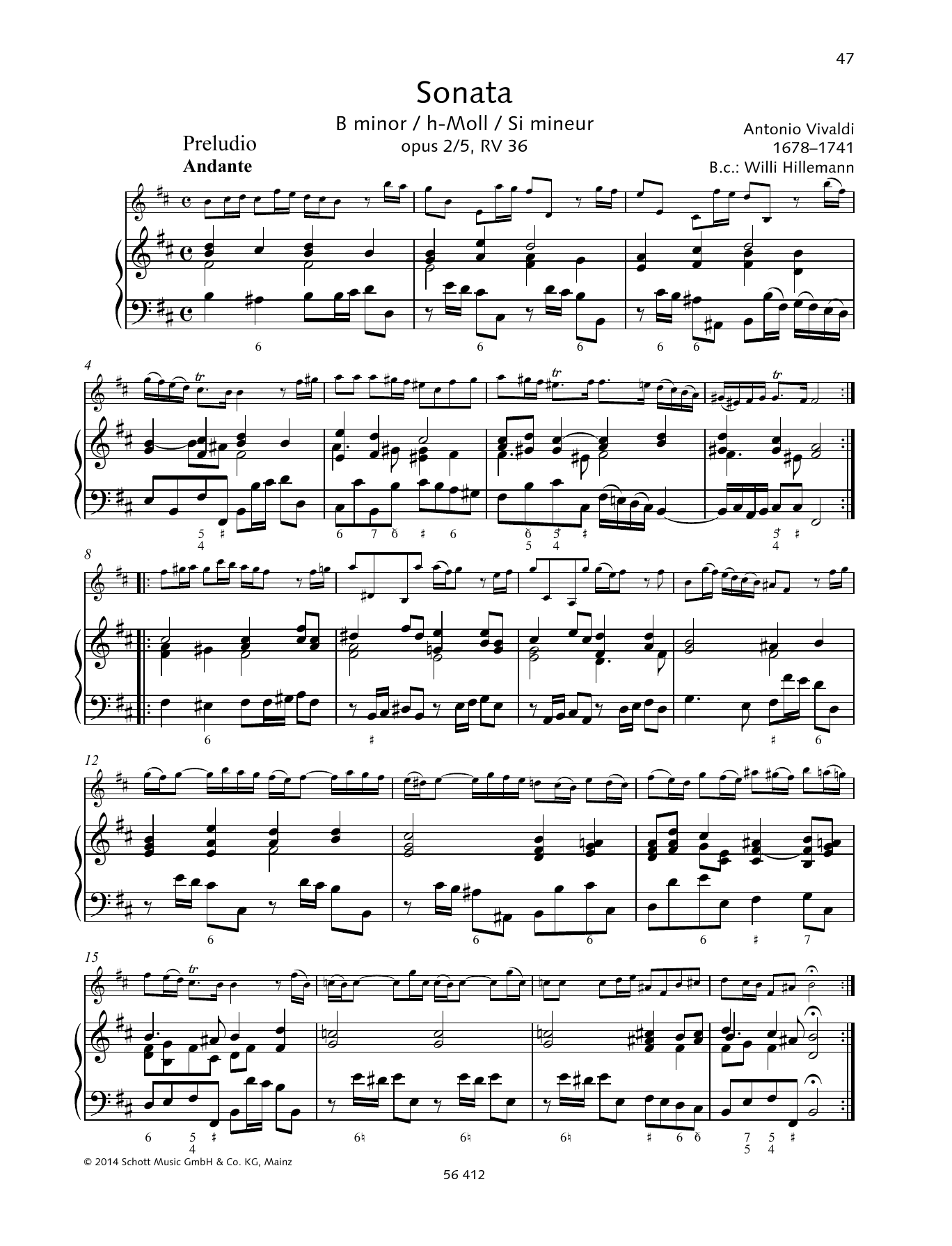 Baldassare Galuppi Sonata B Minor Sheet Music Notes & Chords for String Solo - Download or Print PDF