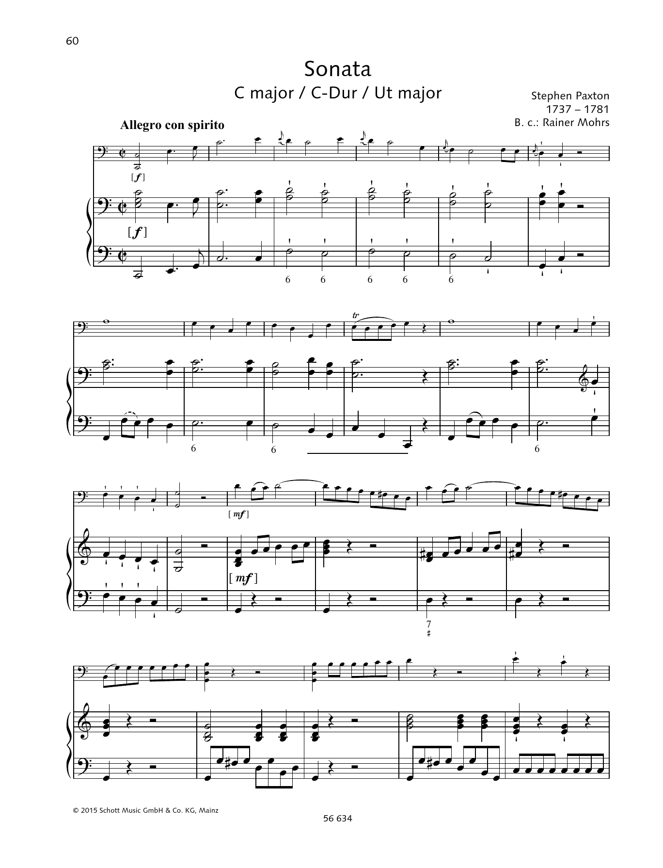 Baldassare Galuppi Sonata C Major Sheet Music Notes & Chords for String Solo - Download or Print PDF
