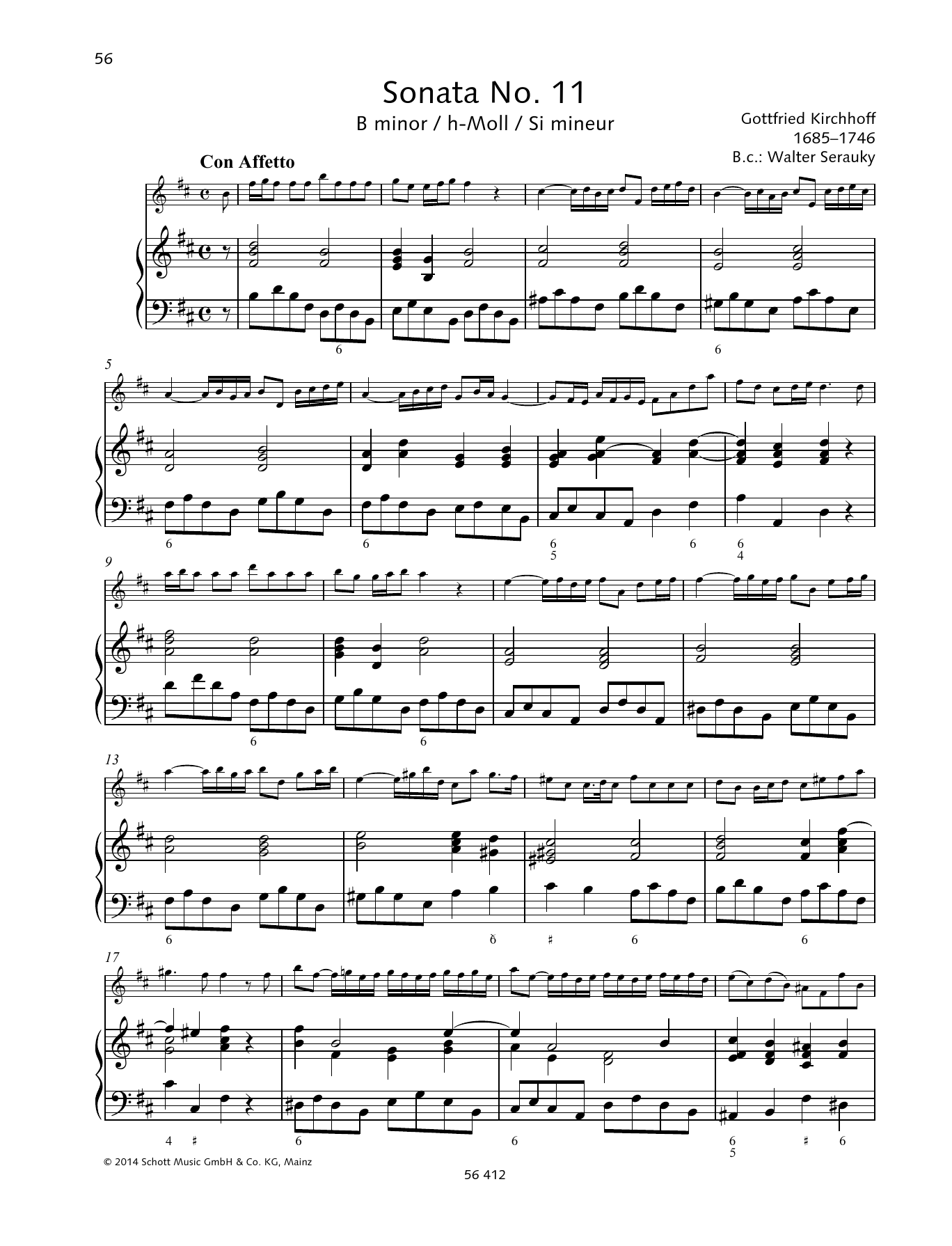 Baldassare Galuppi Sonata No. 11 B minor Sheet Music Notes & Chords for String Solo - Download or Print PDF