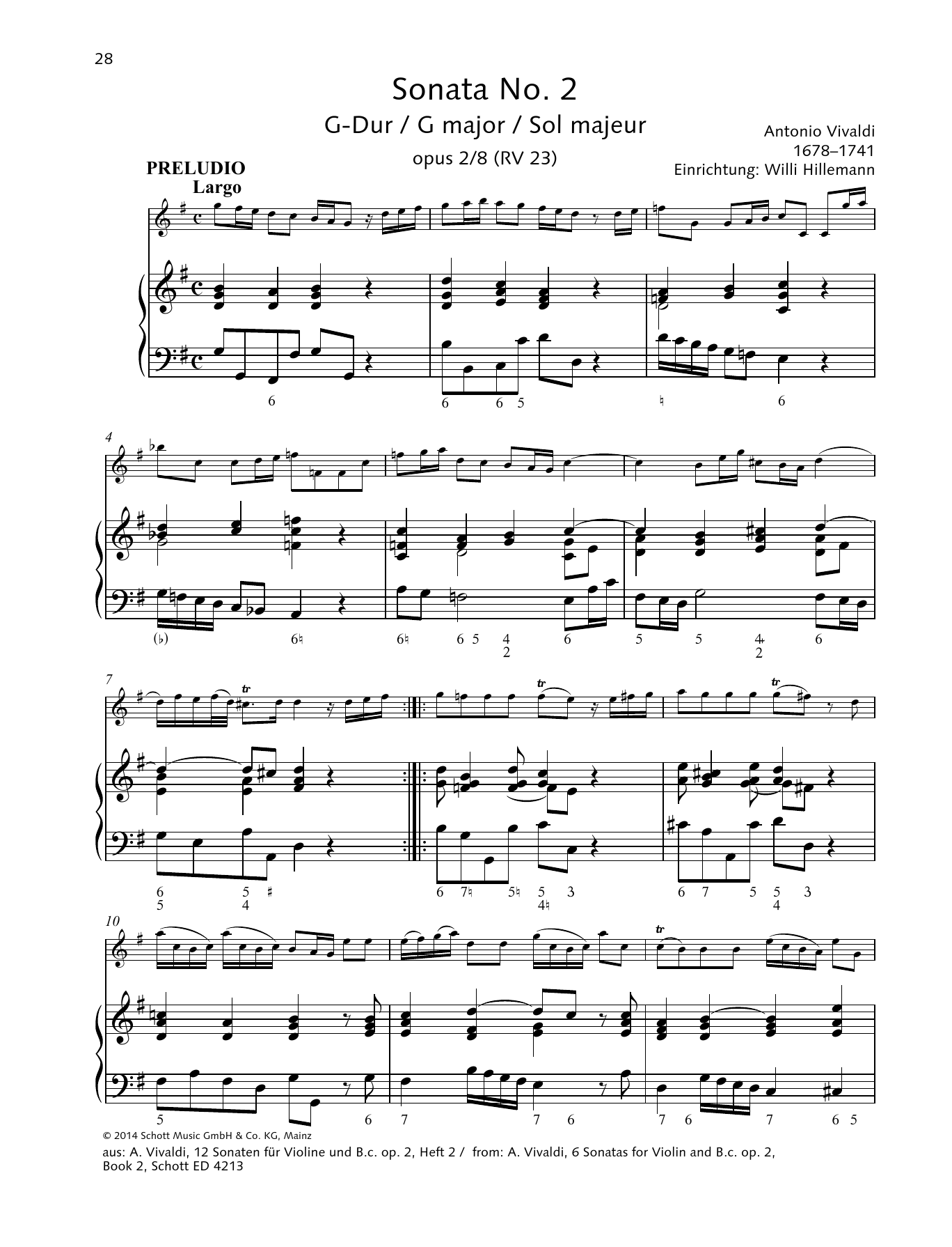 Baldassare Galuppi Sonata No. 2 G major Sheet Music Notes & Chords for String Solo - Download or Print PDF