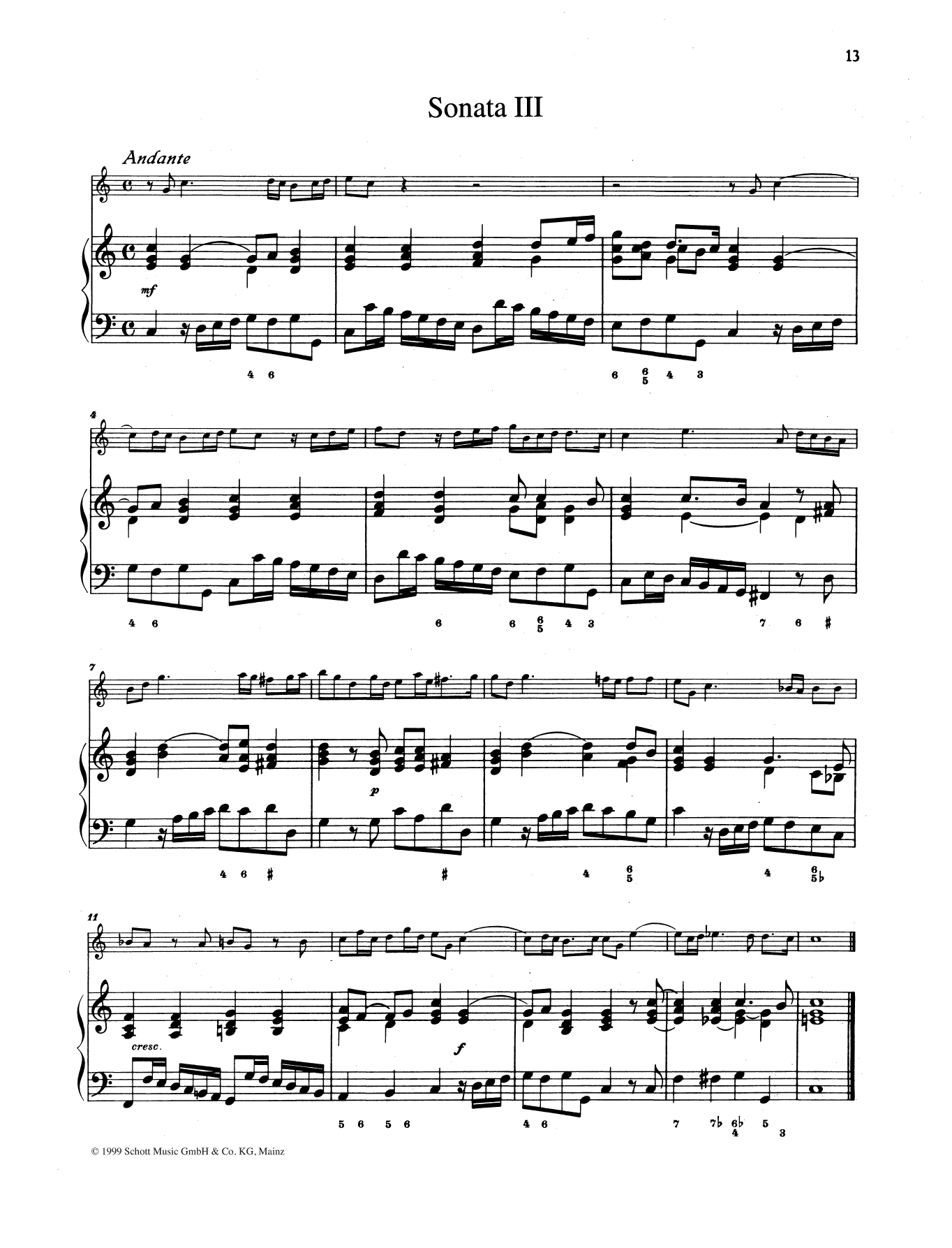 Baldassare Galuppi Sonata No. 3 Sheet Music Notes & Chords for String Solo - Download or Print PDF