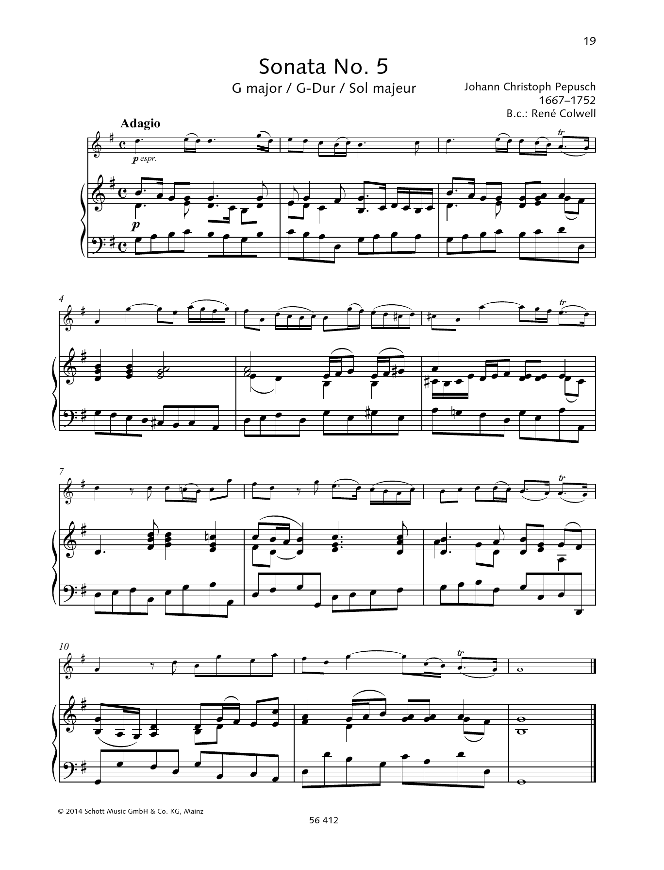 Baldassare Galuppi Sonata No. 5 G major Sheet Music Notes & Chords for String Solo - Download or Print PDF