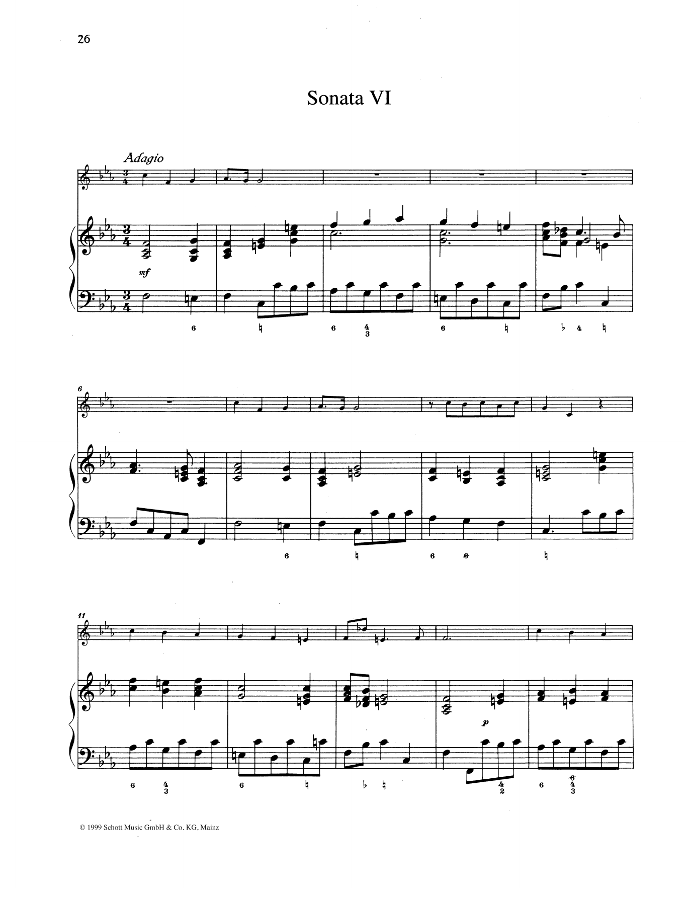 Baldassare Galuppi Sonata No. 6 Sheet Music Notes & Chords for String Solo - Download or Print PDF