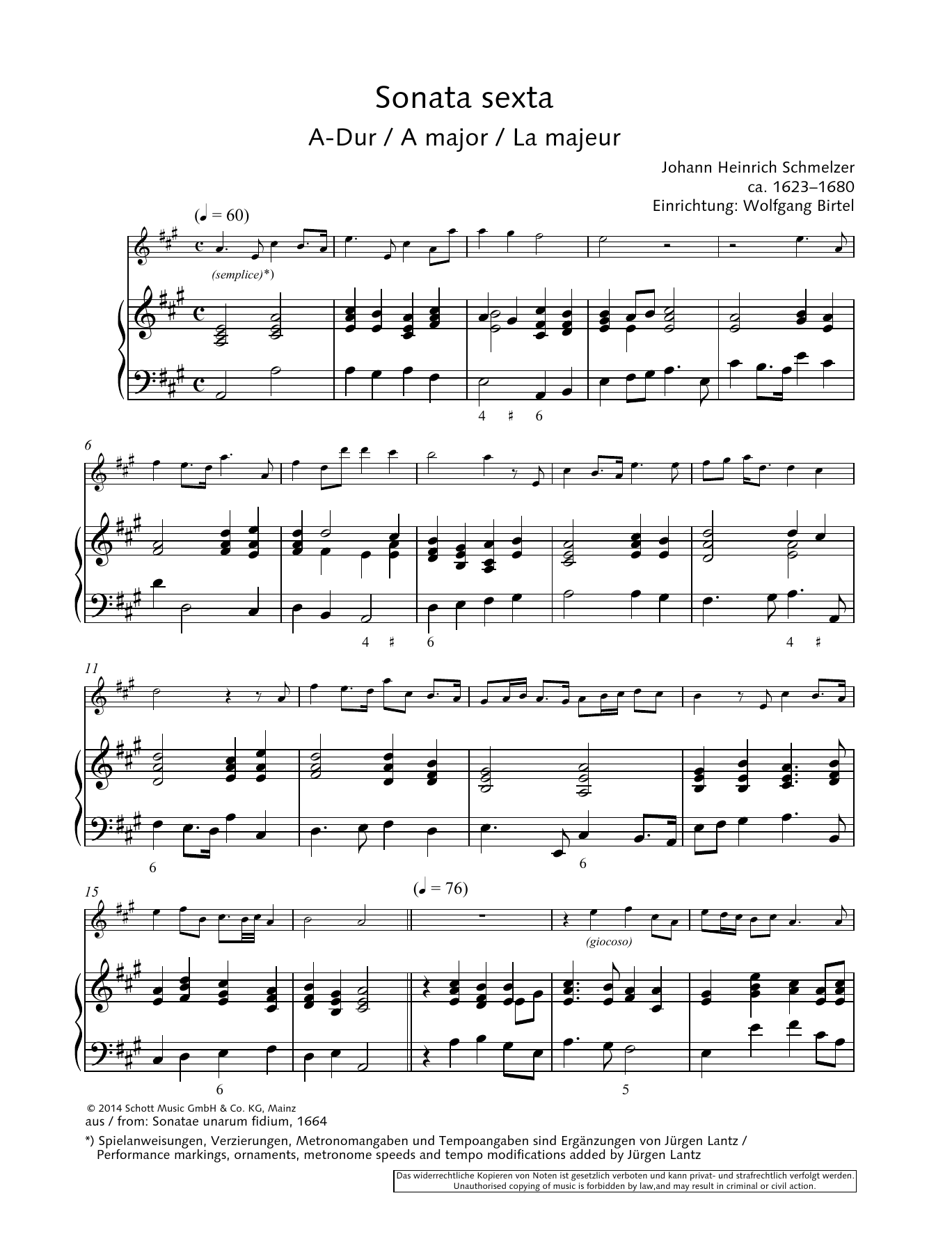 Baldassare Galuppi Sonata sexta Sheet Music Notes & Chords for String Solo - Download or Print PDF